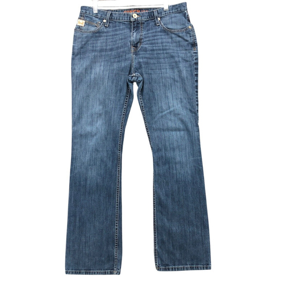 Cinch Jeans Mens 34x31 Blue Ian Bootcut Stretch Medium Wash Western Tag 34x34 - Picture 1 of 8